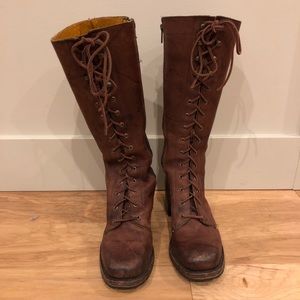 Frye Brown Leather Lace Up Boot